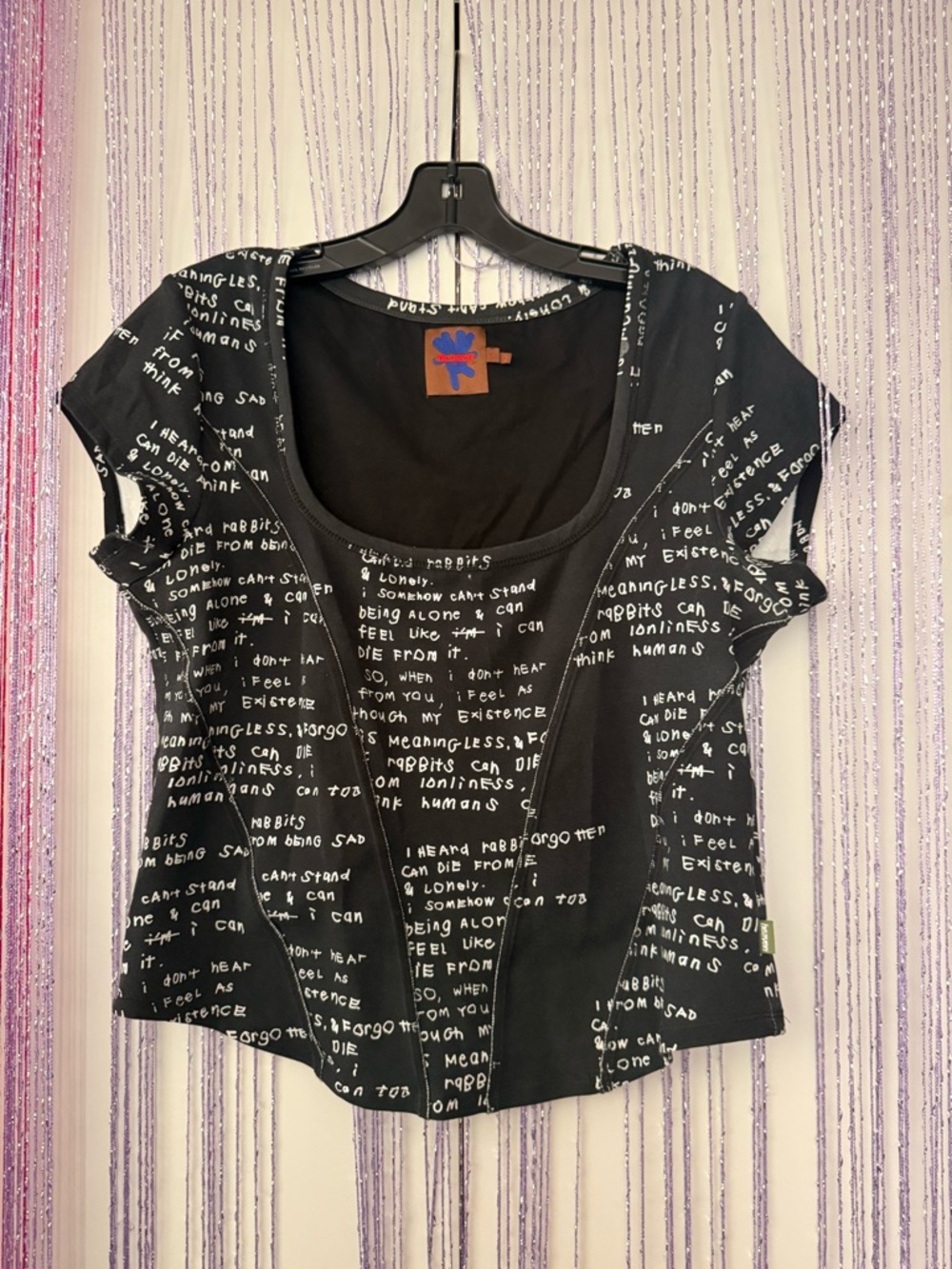 Heaven by Marc Jacobs Black Short Sleeve Scoop Neck Tee with White Script